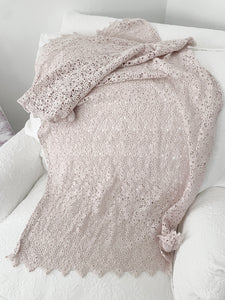 Handmade overdyed dusty pink lace table runner tablecloth