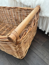 Load image into Gallery viewer, Vintage large wicker basket wood handles