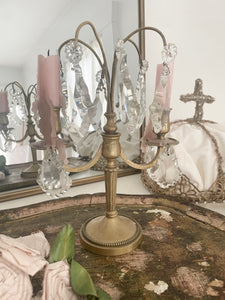 Rare perfect petite antique crystal Girandole