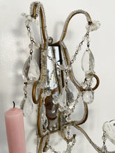 Load image into Gallery viewer, Antique Italian beaded crystal candle sconce