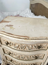 Load image into Gallery viewer, Incredible antique french wood table three drawer