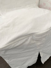 Load image into Gallery viewer, Custom tailor made white denim chair slip with piping