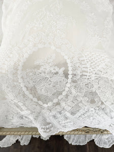 Handmade French lace and silk boudoir pillow