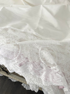 Stunning small version white silk French lace tablecloth
