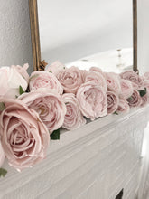 Load image into Gallery viewer, HUGE handmade pink garden rose garland over 70 roses with lace bow