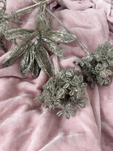 Load image into Gallery viewer, set 4 vintage  french silk wrapped beaded silver flowers
