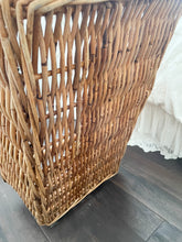 Load image into Gallery viewer, Vintage large wicker basket wood handles
