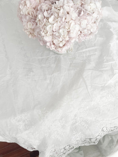Handmade batiste lace tablecloth