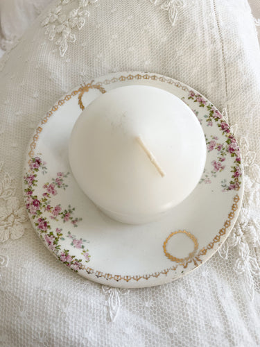 Antique English floral candle plate