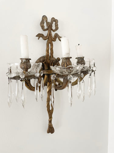 Incredible antique french large bow sconce