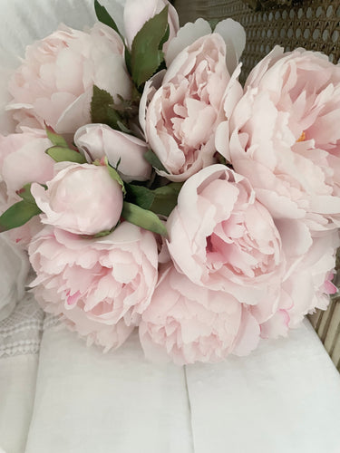 Bouquet of faux silk pink peonies and rose buds