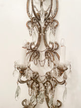 Load image into Gallery viewer, Huge antique Italian crystal beaded macaroni sconce