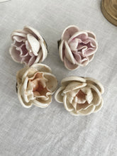 Load image into Gallery viewer, Rare set 4 antique bisque porcelain roses for altar candelabra