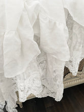 Load image into Gallery viewer, Gorgeous handmade Belgian linen and French lace throw or tablecloth